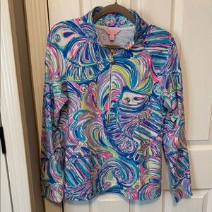 Lilly Pulitzer Colorful Patterned Quarter-Zip Pullover